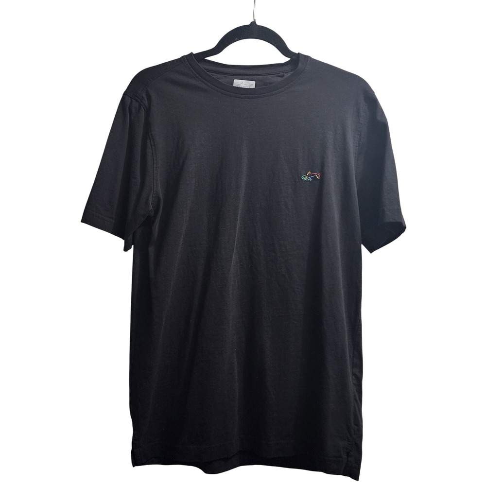Greg Norman Mens Black Short Sleeve T Shirt‎ Shark Logo Size S P